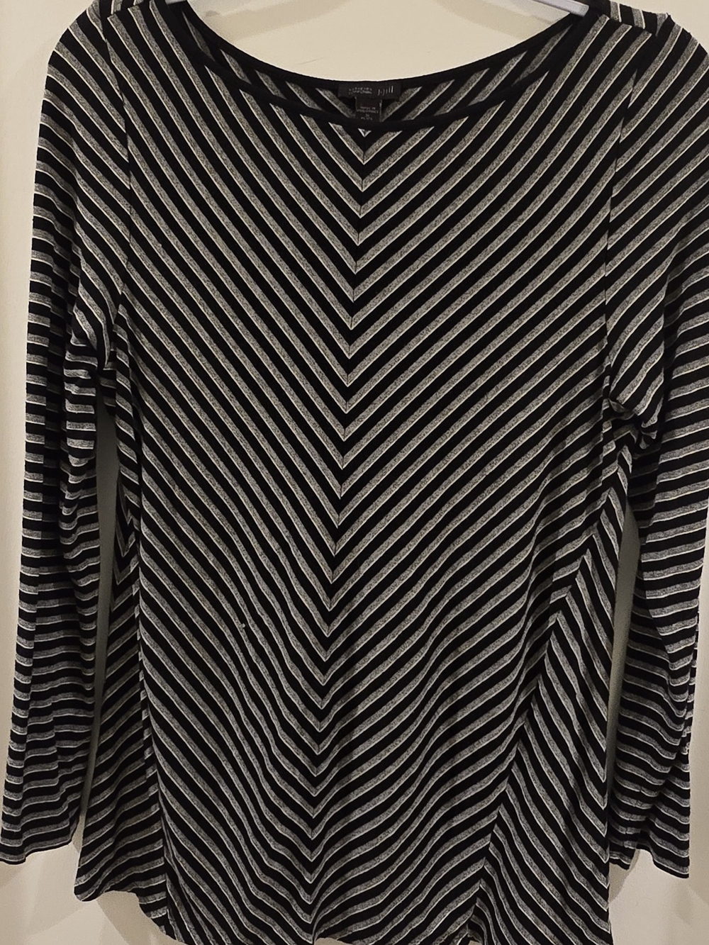 J. Jill Black and Gray Striped Long-Sleeve Tunic